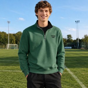 Großhandel Herren Viertelreißverschluss Weißes Sweatshirt Leichter Weicher Pullover Langarm Lässige Outdoor-Sportbekleidung - Product Image 1