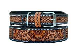 Premium Western <b>Leather</b> <b>Dog</b> <b>Collar</b> Floral Pattern Buckle Closure Adjustable Classic Style All Seasons Use | Handmade <b>Dog</b> <b>Collar</b> - Product Image 3
