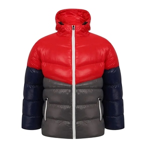 Unisex <b>Red</b> and Color Blocking Puffer <b>Jacket</b> Thick 300g Polyester Fiber Filled <b>Waterproof</b> Quick Dry Winter Casual Regular Fit - Product Image 3