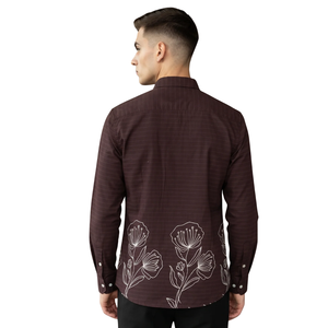 Dark <b>Brown</b> <b>Mens</b> Floral Printed Long Sleeve <b>Shirt</b> Button Down Casual Slim Fit Fashion Dress <b>Shirt</b> Custom Apparel Manufacturer - Product Image 2