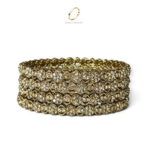 Elegante Brazalete Chapado en Oro con Circonita Cúbica Estilo Kashmiri, Joyería de Boda para Mujer, Venta al Por Mayor al Precio Más Bajo - Product Image 3