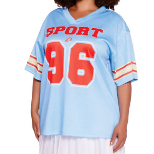 Streets Women’s Oversized <b>Mesh</b> American Football Jersey Plus Size Vintage Athletic Tee OEM Sportswear Manufacturer Private Label - Product Image 3