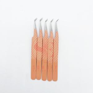 Pinzas de extensión de pestañas mate desnudas profesionales personalizadas aplicador de punta de fibra de acero inoxidable de etiqueta privada de gama alta sostenible - Product Image 3