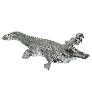 Ambrose oggetto decorativo coccodrillo cromato tempestato di diamanti con dimensioni 25 "L X 9" W X 7.5 "H" - Product Image 6