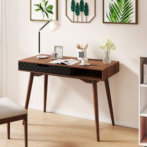 Scrivania per Computer in Stile Mid-Century Modern con Cassetto e Scomparto Aperto - Product Image 2