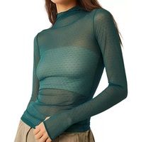 Oferta Caliente: Camisetas de Yoga y Gimnasio Personalizadas con Cuello Redondo y Cuello Alto, Transpirables, Transparentes, de Malla, con Manga Larga, Estilo Top sin Mangas, para Ejercicio de Verano
