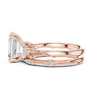 Bague de fiançailles en diamant taille émeraude et taille marquise avec diamants latéraux de laboratoire certifiés GIA, style classique - Product Image 3