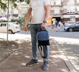 Sac bandoulière en cuir et toile de haute qualité, durable, imperméable, avec fermeture éclair, style rétro, pour poitrine, voyage et randonnée LCSB-0028 - Product Image 2