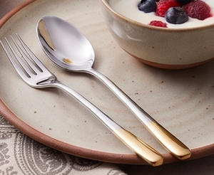 Juego de cubiertos Dwi-Tone Mirror Silver Rose Gold con punta en oro rosa, acero inoxidable con revestimiento PVD en oro rosa, perfecto para bodas, cenas, cocina y restaurantes. - Product Image 6