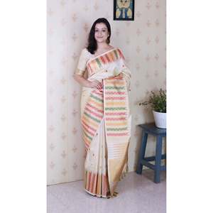 Tissus élégants en soie douce Meenakari Zari tissés 650g pour sari avec bordure de temple, robe de soirée élégante - Product Image 6