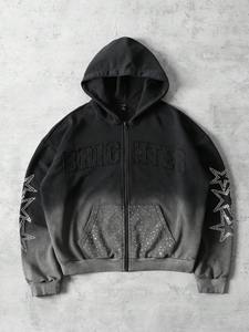 Sweat à capuche oversize décontracté pour homme avec strass, style streetwear, idéal pour la gym, épaules tombantes, pull épais pour l'hiver - Product Image 5