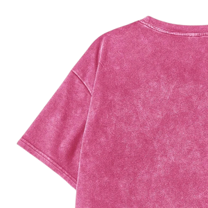 Womens Breathable Solid Vintage Washed Look Oversized T Shirt Loose Fit Short Sleeve Crew Neck Casual Streetwear Plain <b>Top</b> - Product Image 5