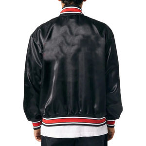 Vestes en satin de soie tendance les plus vendues, vestes en satin en gros, vestes de baseball en satin imperméables avec logo personnalisé, couleur unie pour hommes - Product Image 4