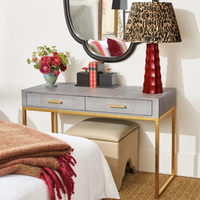 Table console moderne convertible et extensible à 3 tiroirs en faux shagreen, personnalisable et colorée, pour chambre, salon, entrepôt, salle à manger, avec base de pieds