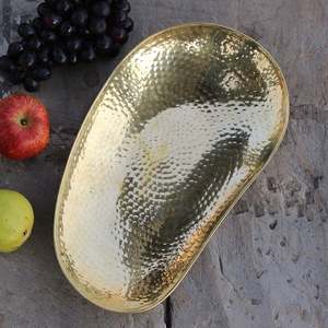 Handmade Hammered <b>Gold</b> Metal Serving <b>Bowl</b> Vintage Style Fruit and Snacks Dish Gifting <b>Decor</b> - Product Image 1