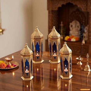 Metal Ramadan Moroccan <b>Lantern</b> Vintage Hanging Lamp Candle <b>Tealight</b> Light for Home Decoration Exquisite Indoor And Outdoor Patio - Product Image 6