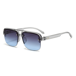 Lunettes de soleil métalliques unisexes tendance, dégradées, UV400, demi-cerclées, légères, durables, surdimensionnées, pour l'été – Meilleures ventes - Product Image 5