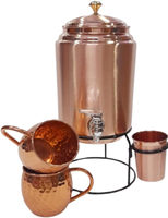 Distributeur d'eau en cuivre poli moderne 100% fait main, martelé, 5L, taille personnalisée, 2,5 gallons, bienfaits pour la santé ayurvédique