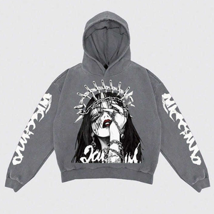 เสื้อฮู้ดดี้ทรงโอเวอร์ไซส์ Glory Custom ล้างสีแบบแอซิดวอช ผ้าฝ้าย 100% คุณภาพพรีเมียม พิมพ์ลาย DTF เสื้อผ้าลำลองสำหรับทุกเพศ - Product Image 1