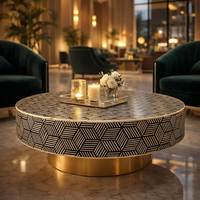 Table basse en bois de luxe personnalisable, qualité supérieure, style moderne, incrustation de nacre, art déco pour salon indien