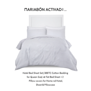 Hotel <b>Bed</b> Sheet Set 300TC Cotton Stripe Bedding for Queen Size Flat <b>Bed</b> Sheet + 2 Pillow <b>Covers</b> for Home and Hotel - Product Image 2
