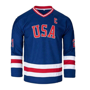 Camiseta de Hockey sobre Hielo Bordada para Hombre, Uniforme Deportivo, Cuello en V, Manga Larga, Transpirable - Product Image 4