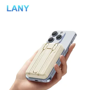 LANY Fast Charge Portable 5000mah Powerbank Quick Charging With Led Flashlight Built In Cable Mini Power Bank 10000mAh