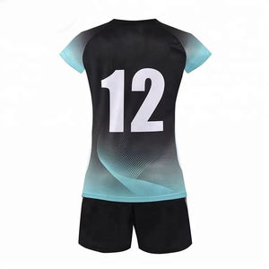 Conjunto de Camiseta de Voleibol para Mujer, Degradado Negro y Verde Azulado, 12, Absorbe la Humedad, Manga Corta, Uniforme Deportivo para Todas las Temporadas - Product Image 3