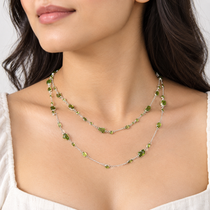 Collar de Piedras Preciosas de Peridoto Natural de KGN SILVER JEWELLERY HOUSE, Plata de Ley 925, Hecho a Mano, Piedra Verde en Bruto, Cadena Larga, Estilo Bohemio - Product Image 2