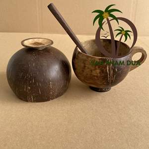 Taza Ecológica de Cáscara de Coco con Cuchara de Coco |   Set Natural Hecho a Mano |   Precio al por Mayor - Product Image 6