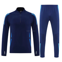 Chándal de Fútbol Unisex de Cuello Alto, Manga Larga, Ligero, Transpirable, de Poliéster, para Entrenamiento, con Nombre y Números del Equipo, Transferencia Térmica