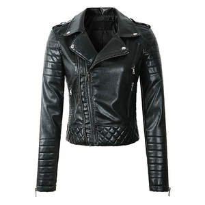 <b>Women's</b> Casual Leather <b>Jacket</b>-Soft Smooth Leather Waterproof & Windproof Nylon Lining Outdoor Street Look - Product Image 1