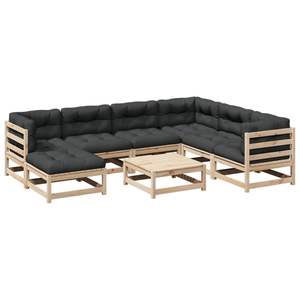 Grand ensemble de canapés modulaires de jardin en pin massif gris, mobilier d'extérieur élégant - Product Image 2
