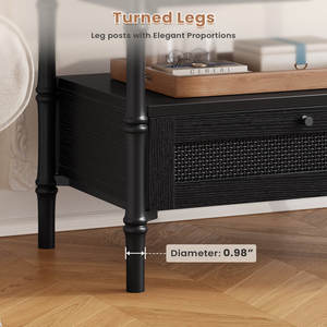 Table de chevet élégante en rotin DreamCraft avec 2 tiroirs de rangement et pieds stylés, fabriquée au Vietnam - Product Image 6