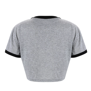 Ensemble haut court et short en molleton gris pour femme, col rond, manches courtes, couleur unie, décontracté, avec cordon de serrage et poches latérales, tenue d'hiver - Product Image 4