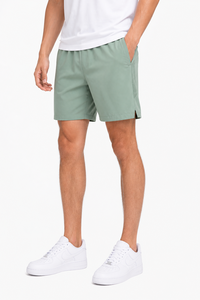 Shorts de sport vert olive pour hommes, légers, respirants, avec panneaux en maille, taille élastique, vêtements de sport - Product Image 4