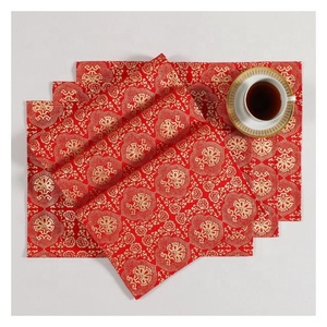 <b>Cool</b> Blue Leaf Printed Eco-friendly Ready To Ship 100% Organic Cotton GOTS Certificate Linen Customized Size Hot Food Placemats - Product Image 5