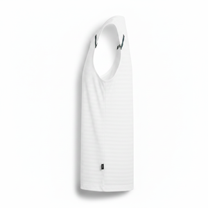 Débardeur côtelé blanc 100 % personnalisé pour homme, coupe ajustée, col ras du cou, en coton, avec impression de logo sur mesure, vente en gros - Product Image 3
