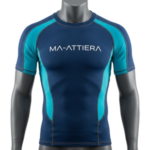 Men Compression Shirt Short Sleeve Bape T Shirt for Men Apparel <b>Tshirt</b> Navy Blue Turquoise Workout Fitness Sportswear Top - Product Image 3