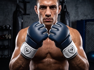 Gants de MMA Dumela International EVO en cuir de vachette bleu marine, durables, toutes saisons, protecteurs - Product Image 4