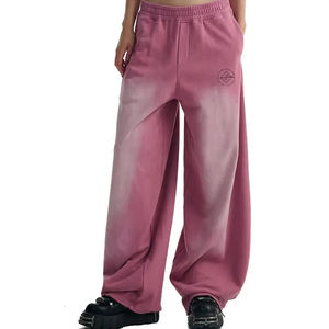 Pantalones de chándal holgados personalizados para hombre, de peso pesado, estilo vintage, desgastados por el sol, de corte holgado, pierna ancha, cintura media, cómodos e informales. - Product Image 4