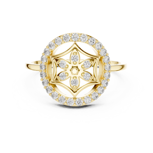Anillo solitario minimalista de oro amarillo macizo de 14k con diamante redondo de talla brillante para mujer, ideal para compromiso, aniversario o regalo de boda. - Product Image 1