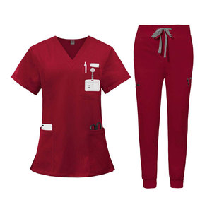 Medical Hospital Scrubs <b>Set</b> Soft Comfortable Breathable Nurse <b>Doctor</b> Clinic Workwear Uniform Top Pants - Product Image 1