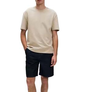 Camiseta de manga corta de algodón con cuello redondo de 200gms para hombre, camisetas informales holgadas simples de Color sólido, gran oferta, camisetas de diseño en blanco - Product Image 1