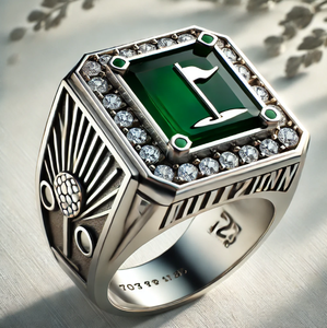 Bague en argent sterling plaqué rhodium avec zircone cubique pour le championnat d'équipe de golf - Product Image 2