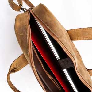 Sac pour ordinateur portable en cuir disponible en version OEM, fabriqué avec des matériaux de haute qualité, pour un usage quotidien, service OEM, style multi-poches, sac pour ordinateur portable en cuir unisexe. - Product Image 2