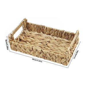 Wholesale Natural Water Hyacinth Trays With Handles, Rustic Handwoven Rectangular Wicker Serving <b>Basket</b> For Coffee <b>Table</b> Vietnam - Product Image 2