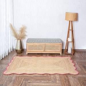 Tapis en jute festonnés personnalisés en gros, tapis faits main écologiques de style bohème pour entrée ou salon, commandes en gros - Product Image 4