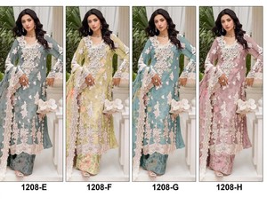 Ensemble de salwar kameez traditionnel en mousseline pour femme, longueur ras du sol, brodé, coupe classique, séchage rapide, toutes saisons, pour mariage et fêtes, Gujarat - Product Image 2