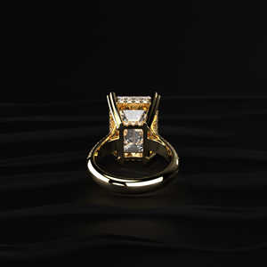 Approvisionnement en gros de bagues solitaires en moissanite taille émeraude surdimensionnée 11CT en or massif 14 carats pour les distributeurs professionnels de bijoux de mariage - Product Image 5